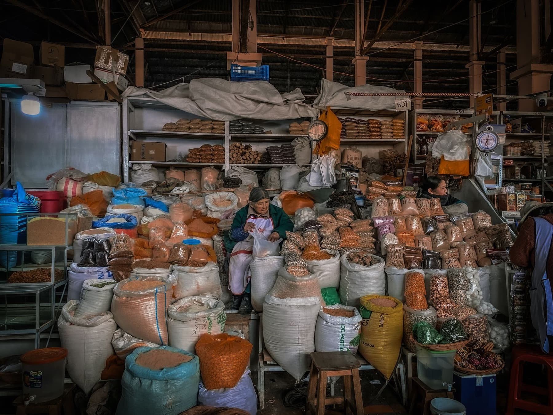 Wholesale store room full of sacks and goods