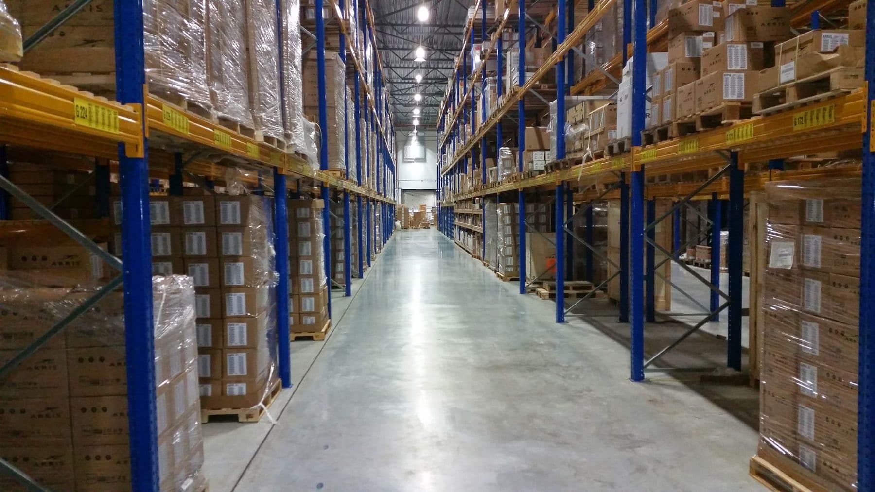 Warehouse aisle with pallet racking